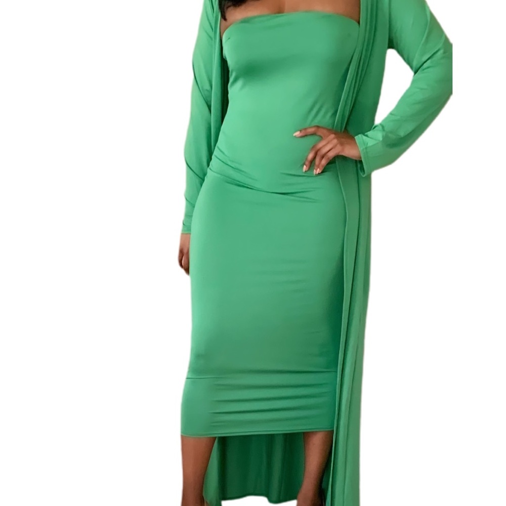 Apple Green 2 piece set ( dress and duster)